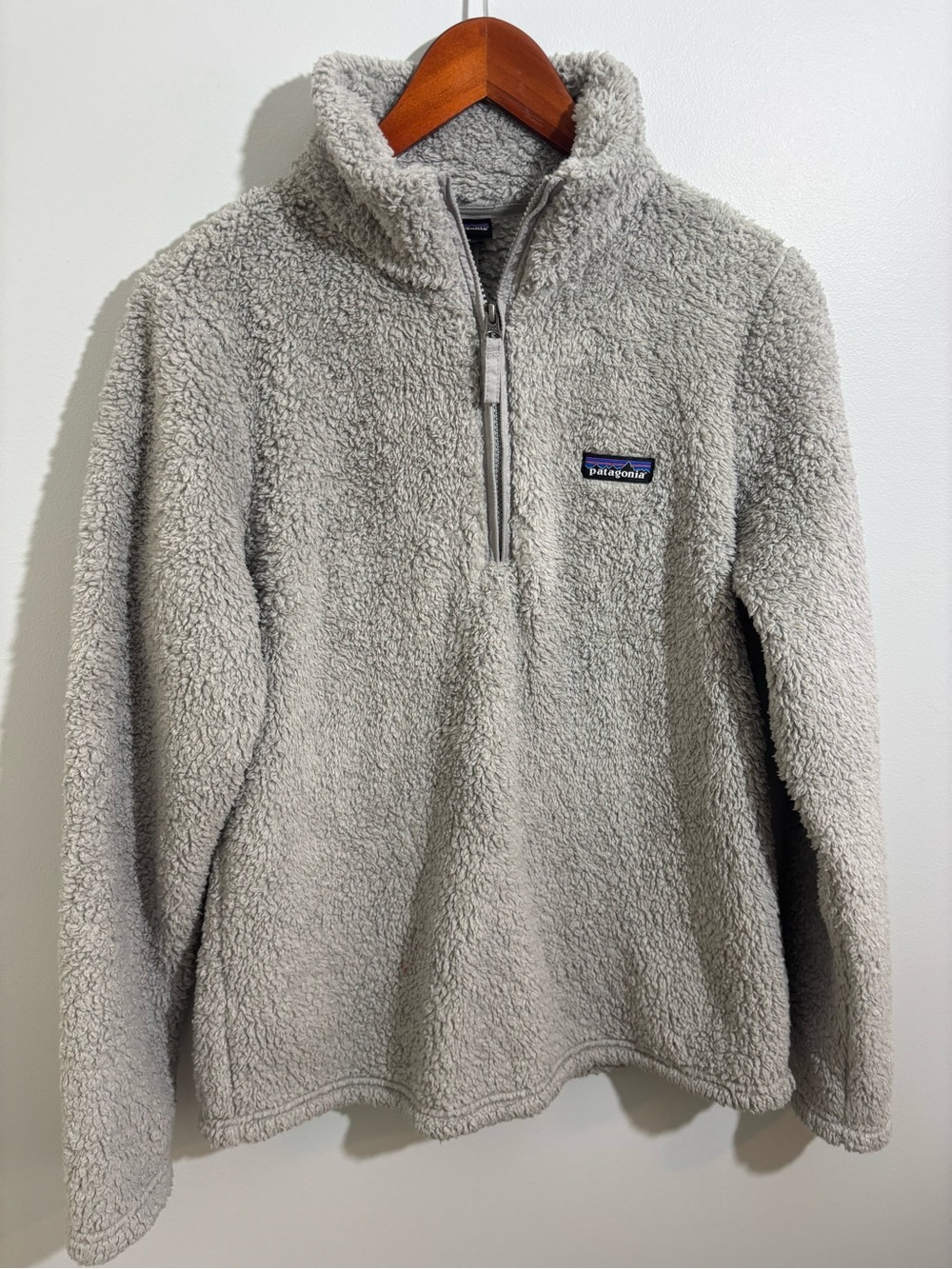 Patagonia Los Gatos Quarter-Zip Fleece Pullover Gray Teddy Sherpa Jacket Cozy S